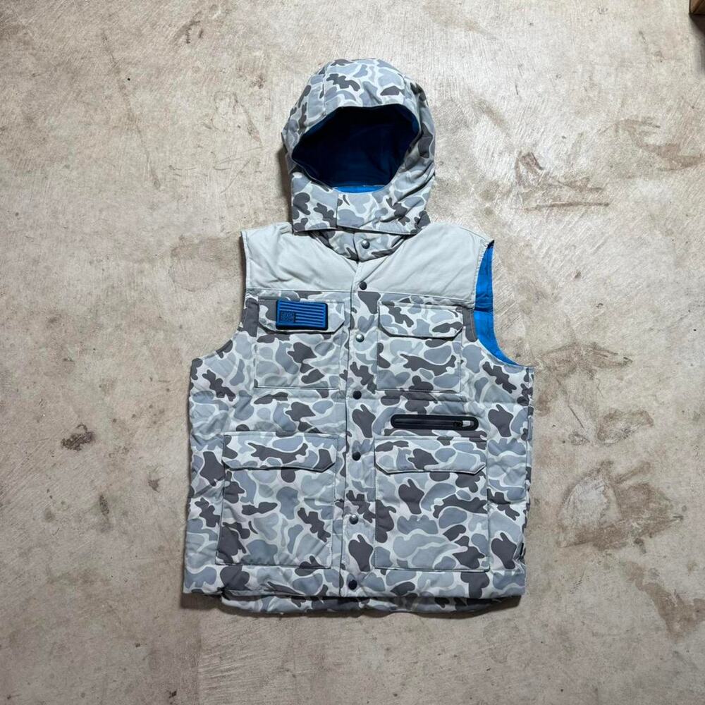 Vintage Y2K Camo Stussy Hooded Down Puffer Vest